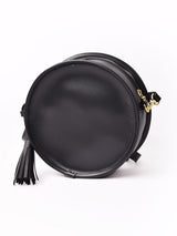 【2色展開】フェイクレザー タッセル付き サークル ショルダーバッグ