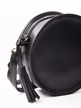 【2色展開】フェイクレザー タッセル付き サークル ショルダーバッグ