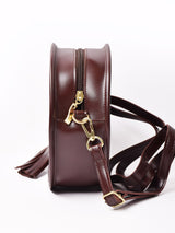 【2色展開】フェイクレザー タッセル付き サークル ショルダーバッグ