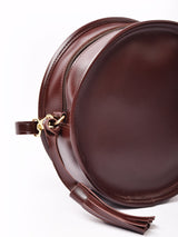 【2色展開】フェイクレザー タッセル付き サークル ショルダーバッグ