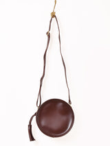 【2色展開】フェイクレザー タッセル付き サークル ショルダーバッグ