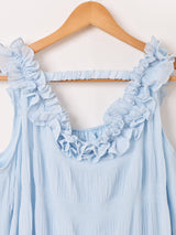 【3色展開】Meridian フリルギャザー ノースリーブワンピース