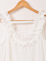 【3色展開】Meridian フリルギャザー ノースリーブワンピース