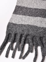 【3色展開】フリンジ ボーダー柄 マフラー