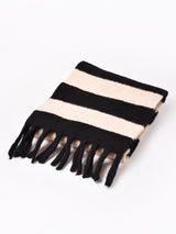 【3色展開】フリンジ ボーダー柄 マフラー