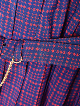 ベルト付き 千鳥格子柄 長袖ワンピース