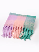 【6色展開】大判 カラフルチェック ストール