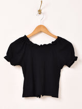 【3色展開】Meridian フリル レースアップ 半袖 カットソー