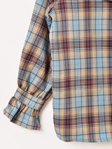 Meridian チェック柄 フリル ボウタイブラウス