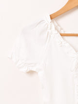 【3色展開】Meridian フリル レースアップ 半袖 カットソー