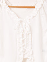 【3色展開】Meridian フリル レースアップ 半袖 カットソー