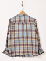 Meridian チェック柄 フリル ボウタイブラウス