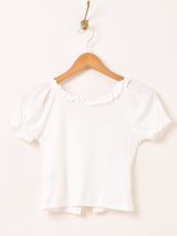 【3色展開】Meridian フリル レースアップ 半袖 カットソー