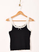 【4色展開】Meridian レース リブ キャミソール