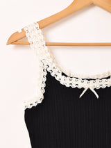 【4色展開】Meridian レース リブ キャミソール