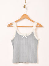 【4色展開】Meridian レース リブ キャミソール