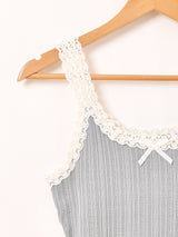 【4色展開】Meridian レース リブ キャミソール