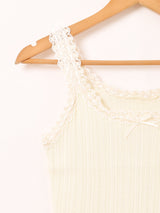 【4色展開】Meridian レース リブ キャミソール