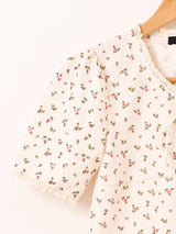 Meridian 花柄 ワッフル 半袖カットソー