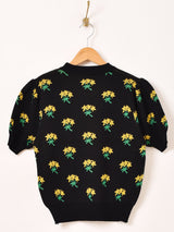 【3色展開】Meridian 花柄 半袖 セーター