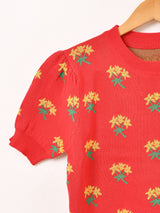 【3色展開】Meridian 花柄 半袖 セーター