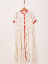 Emerald Motel フラワー刺繍 ティアード 半袖ワンピース