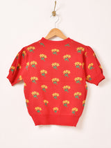 【3色展開】Meridian 花柄 半袖 セーター