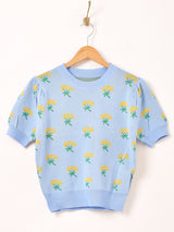 【3色展開】Meridian 花柄 半袖 セーター