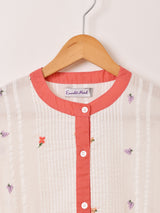 Emerald Motel フラワー刺繍 ティアード 半袖ワンピース