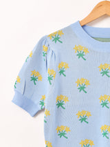 【3色展開】Meridian 花柄 半袖 セーター