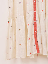 Emerald Motel フラワー刺繍 ティアード 半袖ワンピース