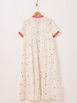 Emerald Motel フラワー刺繍 ティアード 半袖ワンピース