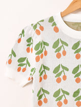 【2色展開】Meridian チェリー柄 半袖 セーター