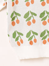 【2色展開】Meridian チェリー柄 半袖 セーター