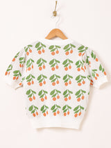 【2色展開】Meridian チェリー柄 半袖 セーター