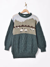 ヒツジ ケーブルセーター