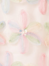 【2色展開】Meridian フラワー刺繍 半袖 チュールトップス