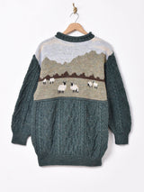 ヒツジ ケーブルセーター