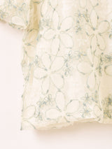 Meridian フラワー刺繍 ラメ 半袖 チュールトップス