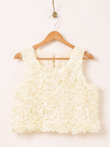 【3色展開】Meridian ローズ ノースリーブトップス