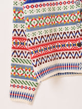 Elcamino マルチボーダー フェアアイル柄 カーディガン