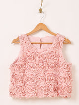 【3色展開】Meridian ローズ ノースリーブトップス