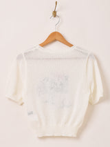 【2色展開】Meridian ネコ 刺繍 半袖セーター
