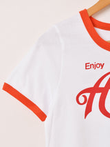 【2色展開】Elcamino クロップド プリント リンガーTシャツ「Atlanta」