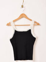 【4色展開】Meridian レース リブ キャミソール