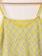 【5色展開】Meridian チェック柄 ラッフル キャミソールワンピース
