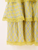 【5色展開】Meridian チェック柄 ラッフル キャミソールワンピース