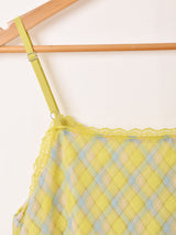 【5色展開】Meridian チェック柄 ラッフル キャミソールワンピース