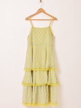 【5色展開】Meridian チェック柄 ラッフル キャミソールワンピース