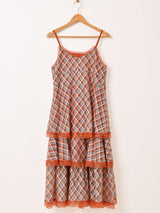 【5色展開】Meridian チェック柄 ラッフル キャミソールワンピース